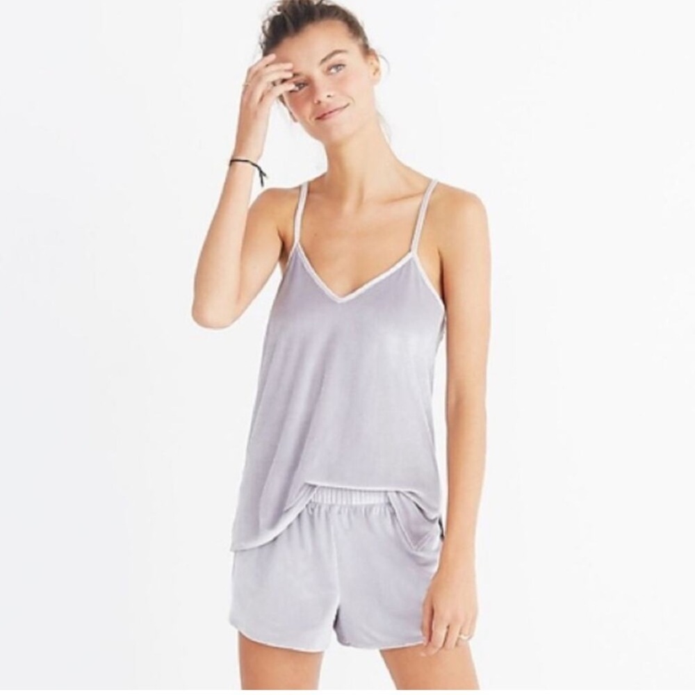 Madewell Gray Velvet Pajama Cami Racerback Tank Top